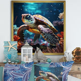 Tranquility Of A Turtle In A Dream - Turtle Framed Canvas Art