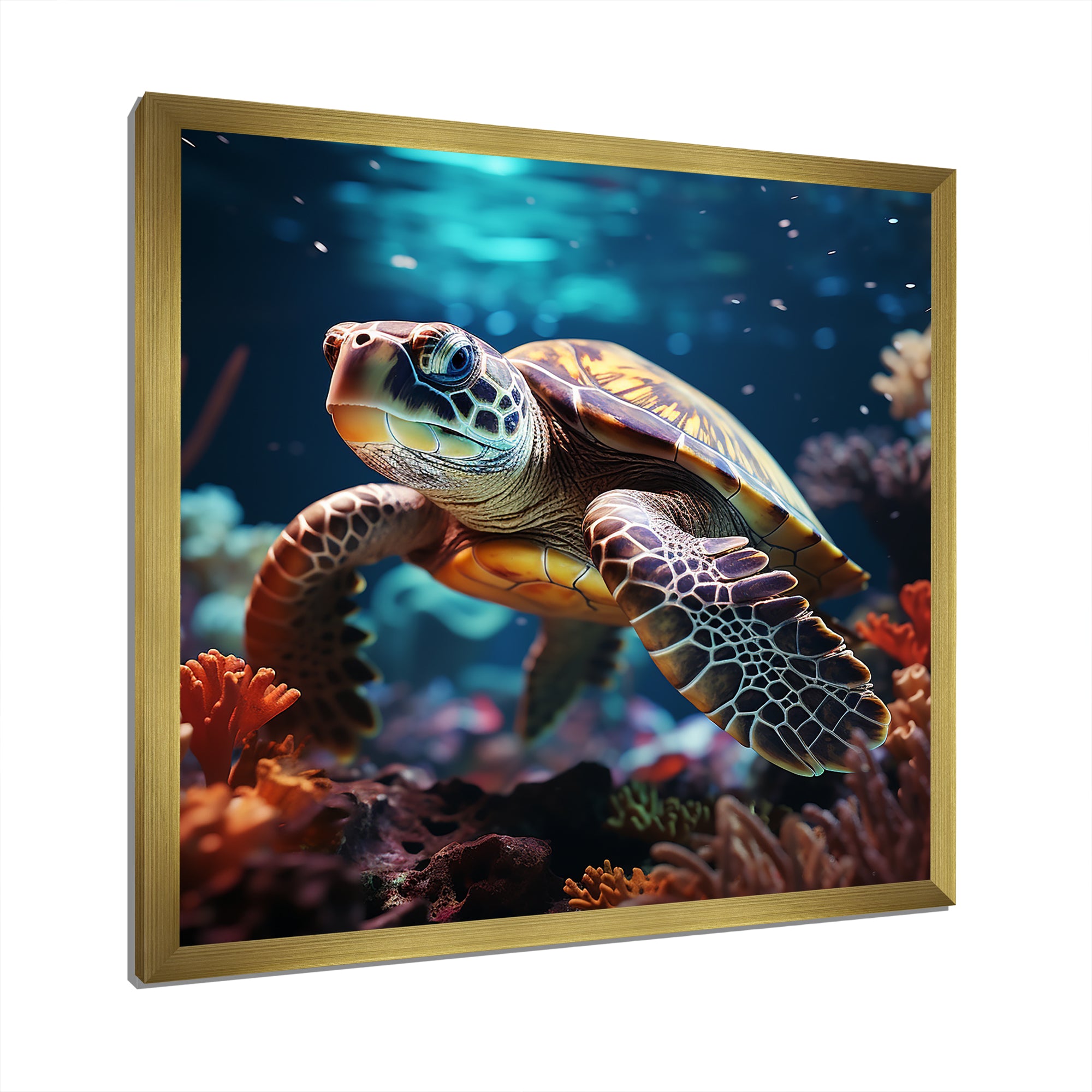 Tranquility Of A Turtle In A Dream - Turtle Framed Canvas Art