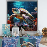 Tranquility Of A Turtle In A Dream - Turtle Framed Canvas Art