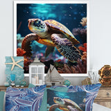 Tranquility Of A Turtle In A Dream - Turtle Framed Canvas Art