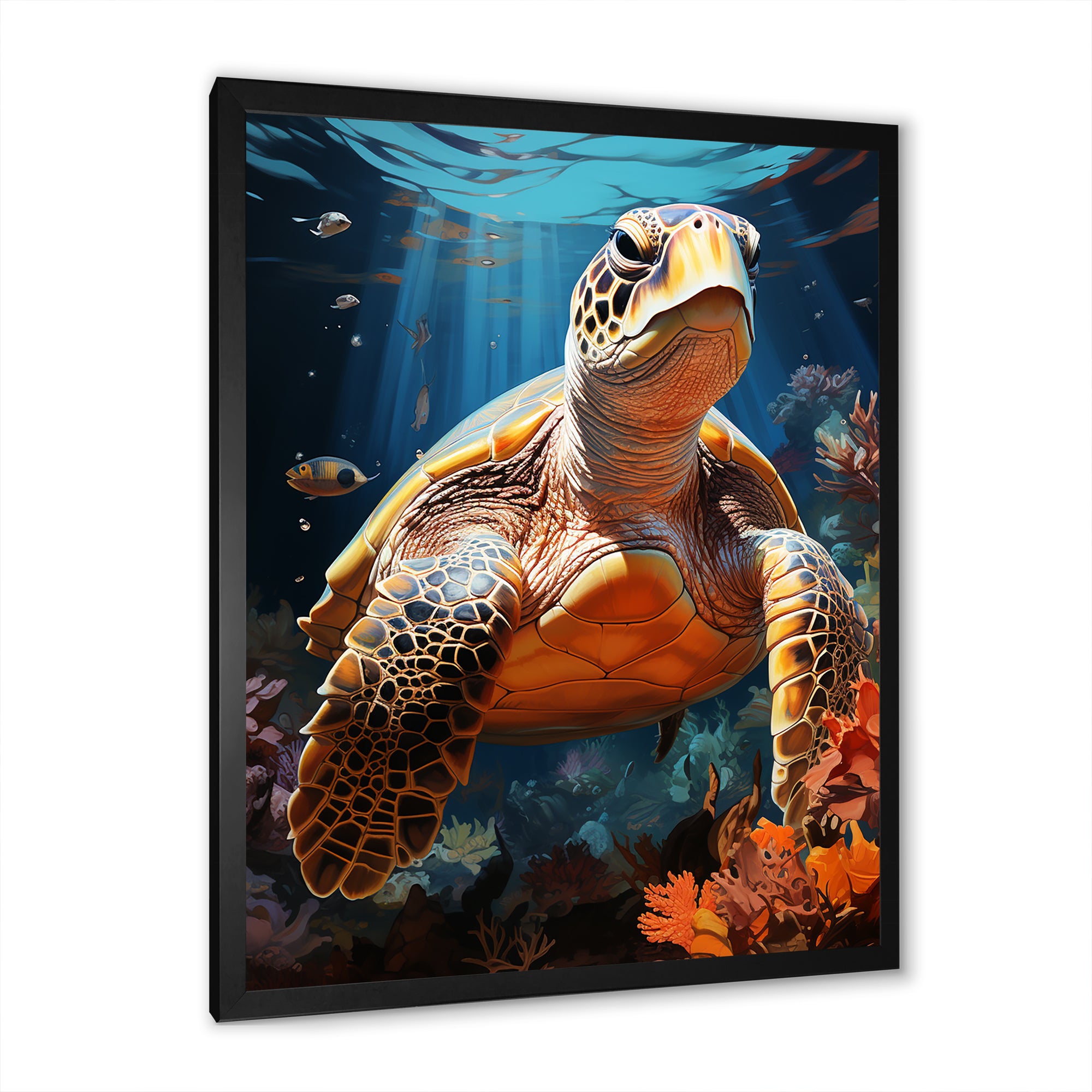 Fantasy Reef - Turtle Large Canvas Wall Art