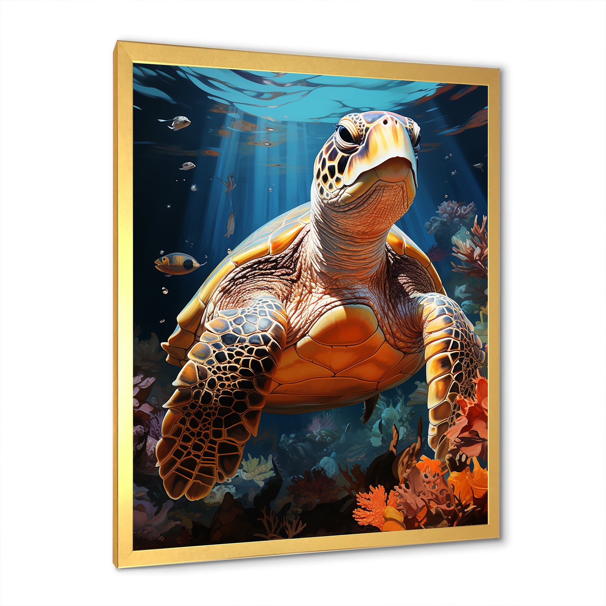 Fantasy Reef - Turtle Large Canvas Wall Art