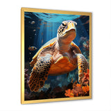 Fantasy Reef - Turtle Large Canvas Wall Art