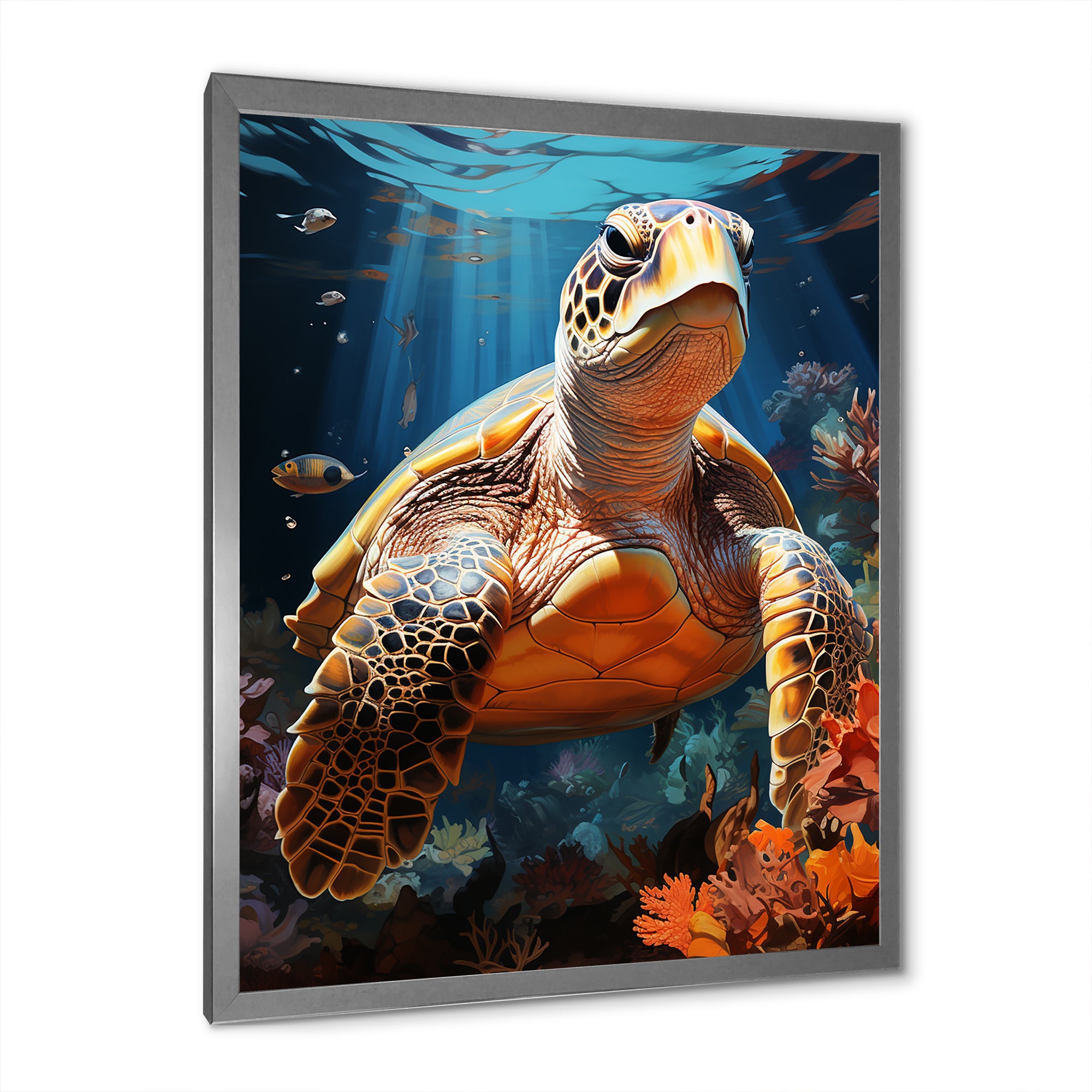 Fantasy Reef - Turtle Large Canvas Wall Art