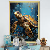 Underwater Golden Shell - Turtle Home Decor Art
