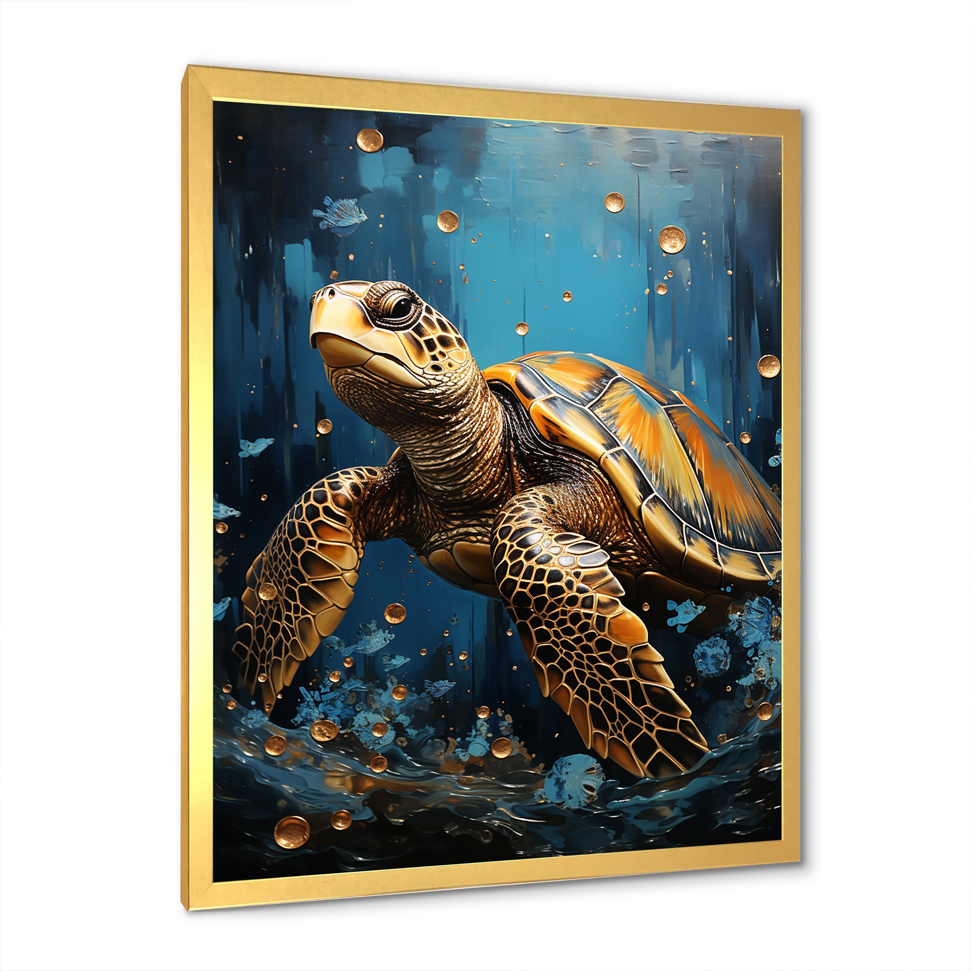 Underwater Golden Shell - Turtle Home Decor Art