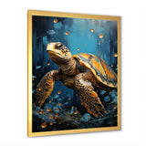 Underwater Golden Shell - Turtle Home Decor Art