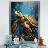Underwater Golden Shell - Turtle Home Decor Art