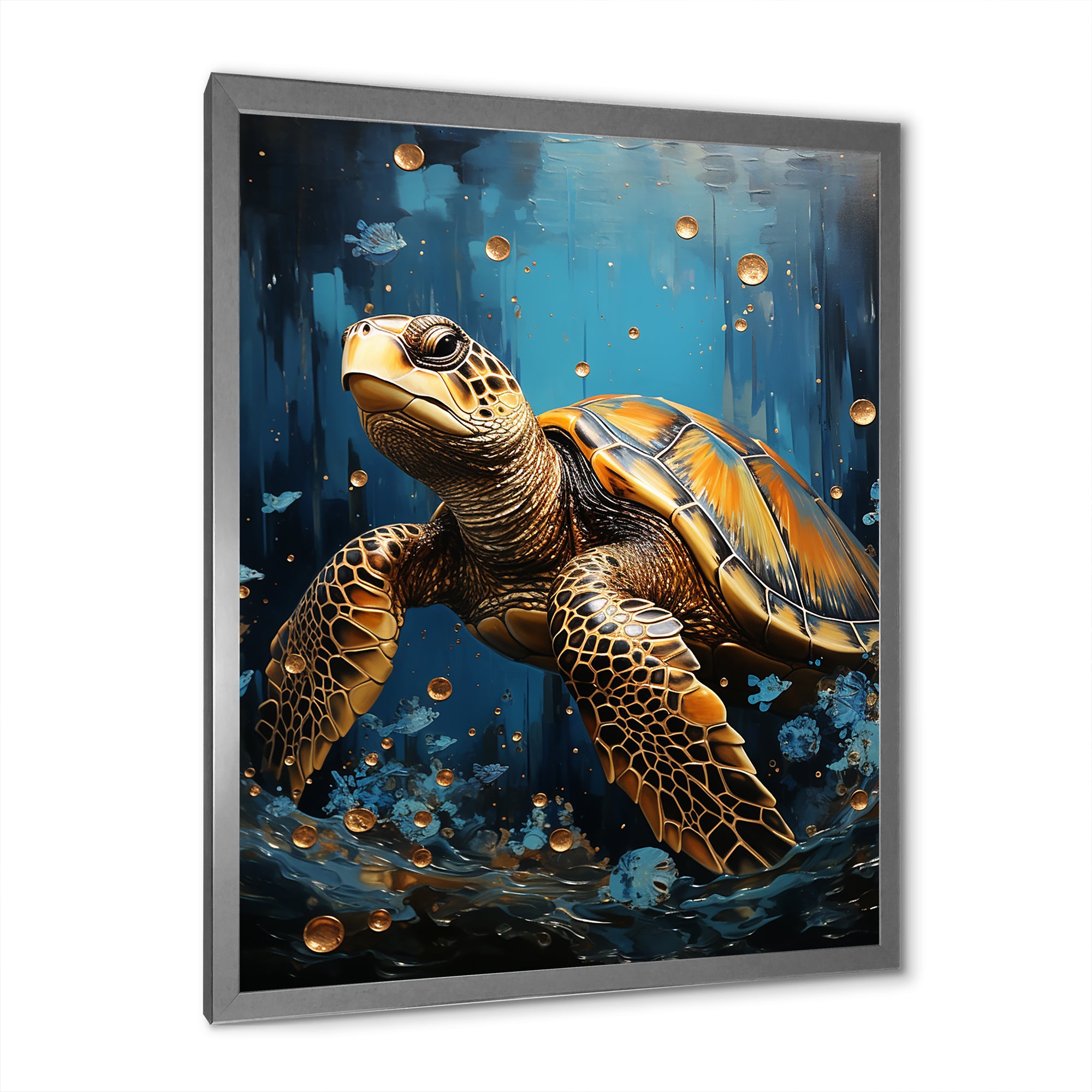 Underwater Golden Shell - Turtle Home Decor Art