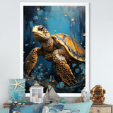 Underwater Golden Shell - Turtle Home Decor Art