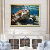 Minimalist Lagoon Turtle - Turtle Wall Art Prints