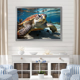 Minimalist Lagoon Turtle - Turtle Wall Art Prints