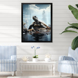 Minimalist Portrayal Of A Turtle - Black Turtle Wall Art