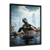 Minimalist Portrayal Of A Turtle - Black Turtle Wall Art