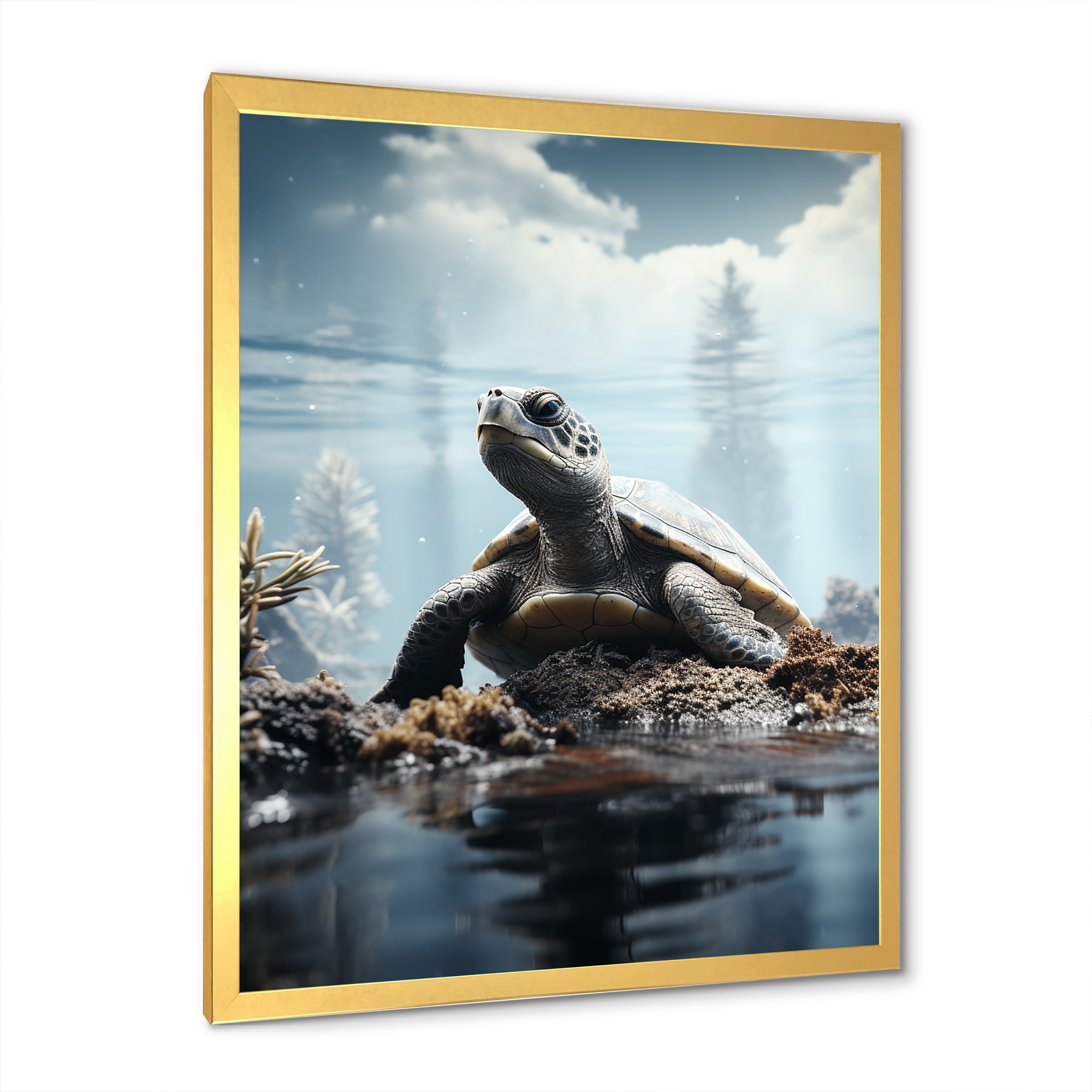 Minimalist Portrayal Of A Turtle - Black Turtle Wall Art