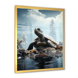 Minimalist Portrayal Of A Turtle - Black Turtle Wall Art