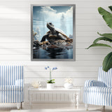 Minimalist Portrayal Of A Turtle - Black Turtle Wall Art