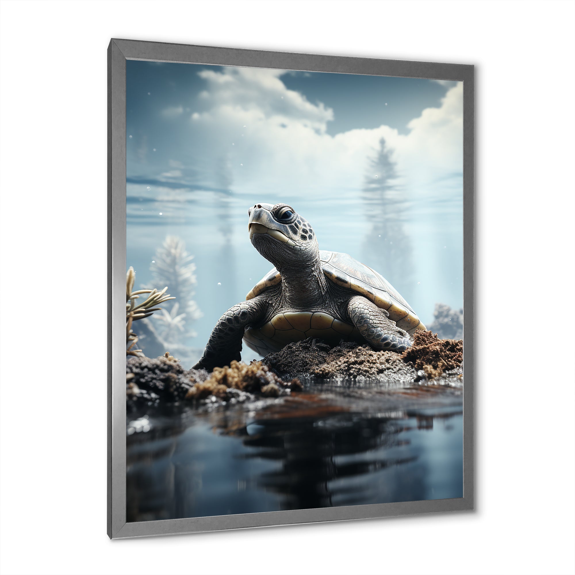 Minimalist Portrayal Of A Turtle - Black Turtle Wall Art