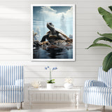 Minimalist Portrayal Of A Turtle - Black Turtle Wall Art