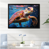 Pastel Sea Turtle - Turtle Large Canvas Wall Art