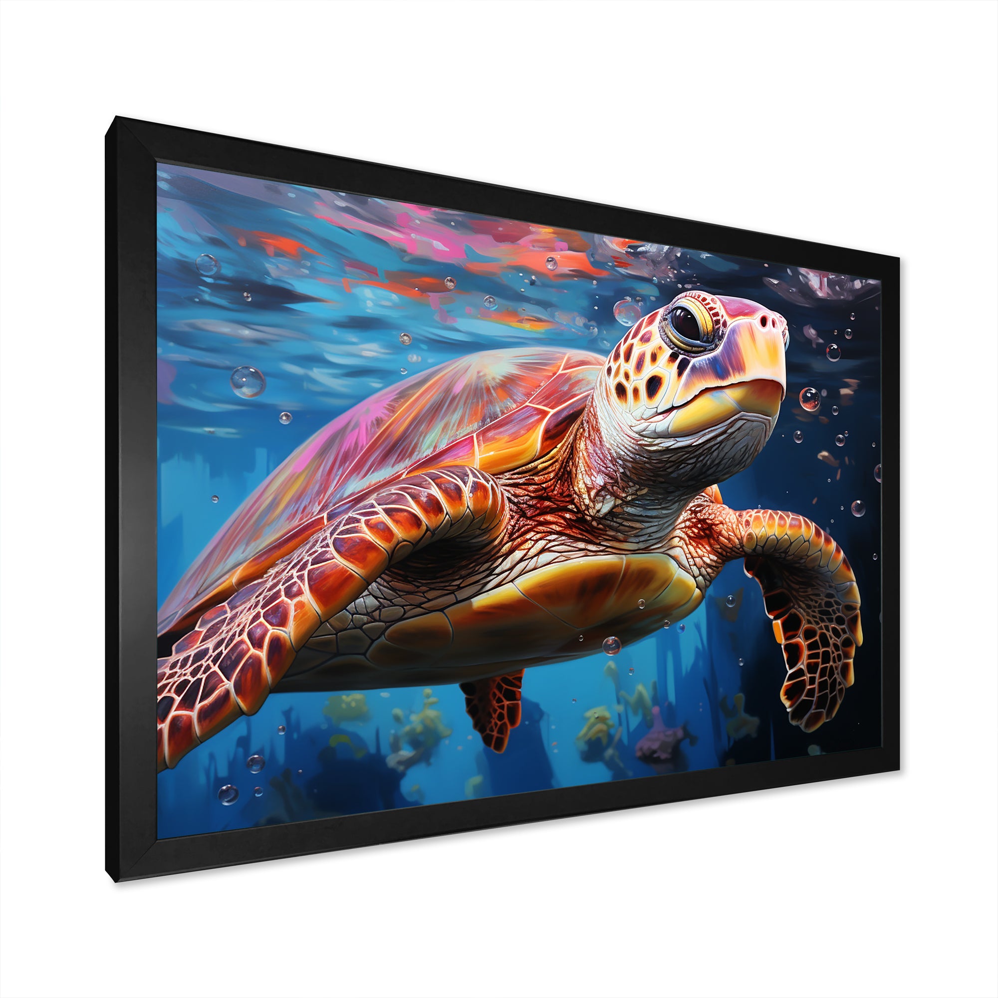 Pastel Sea Turtle - Turtle Large Canvas Wall Art
