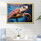 Pastel Sea Turtle - Turtle Large Canvas Wall Art