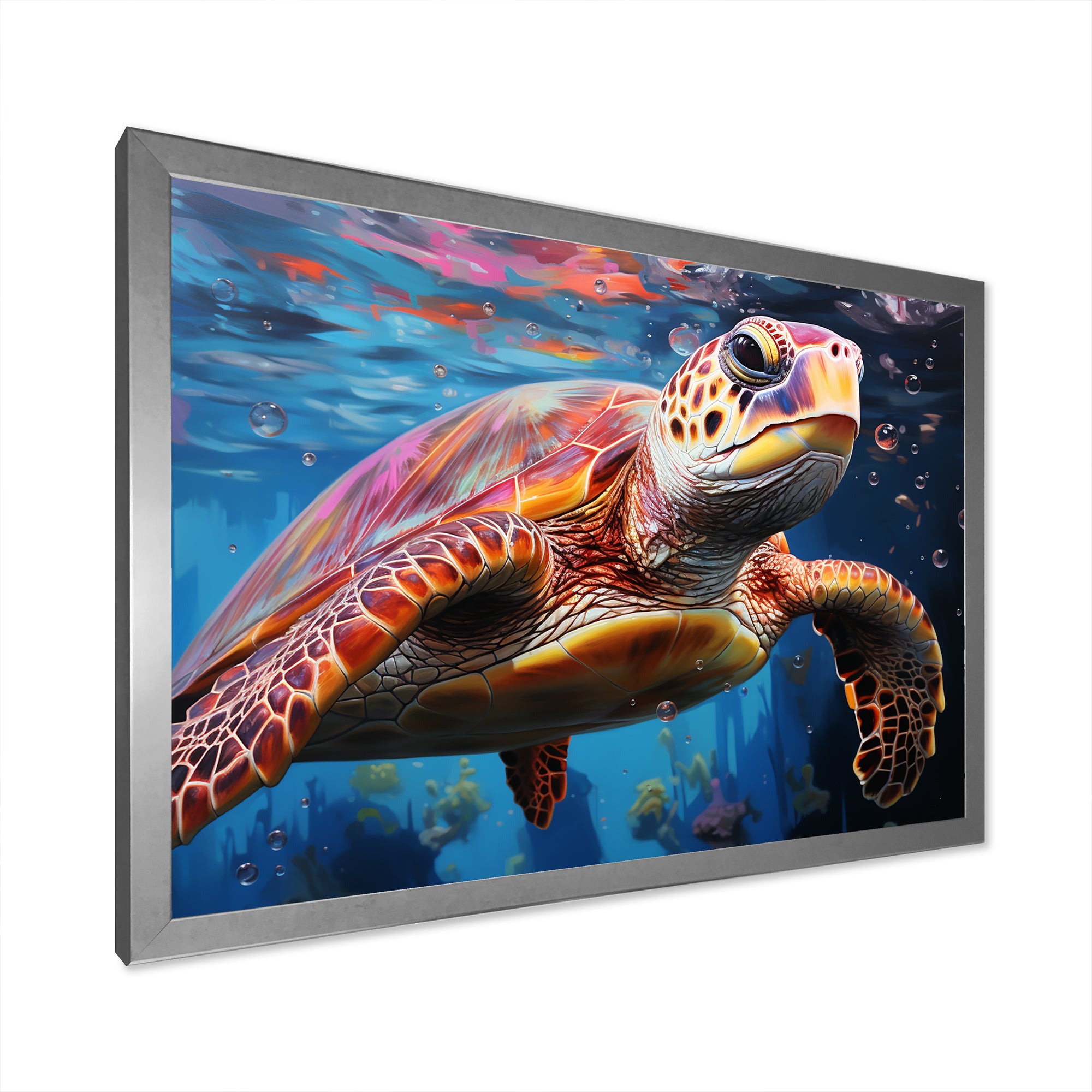 Pastel Sea Turtle - Turtle Large Canvas Wall Art