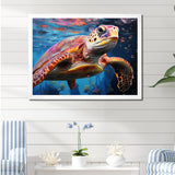 Pastel Sea Turtle - Turtle Large Canvas Wall Art