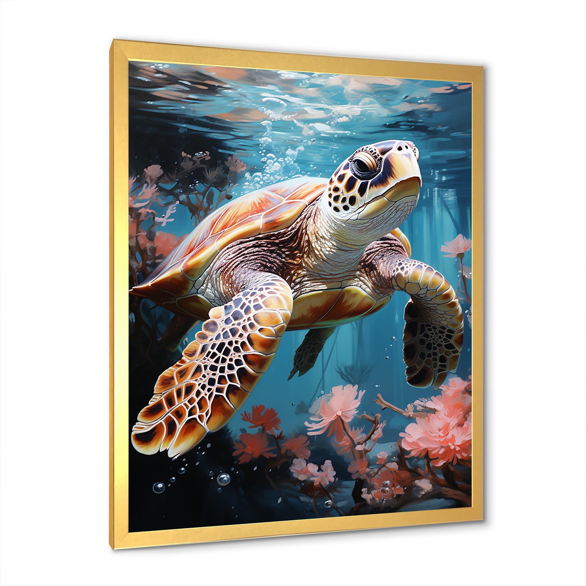 Playful Sea Turtle - Turtle Home Decor Art