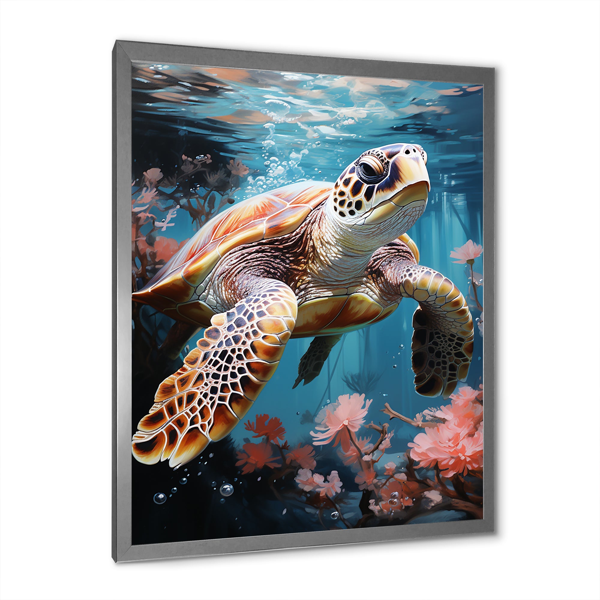 Playful Sea Turtle - Turtle Home Decor Art