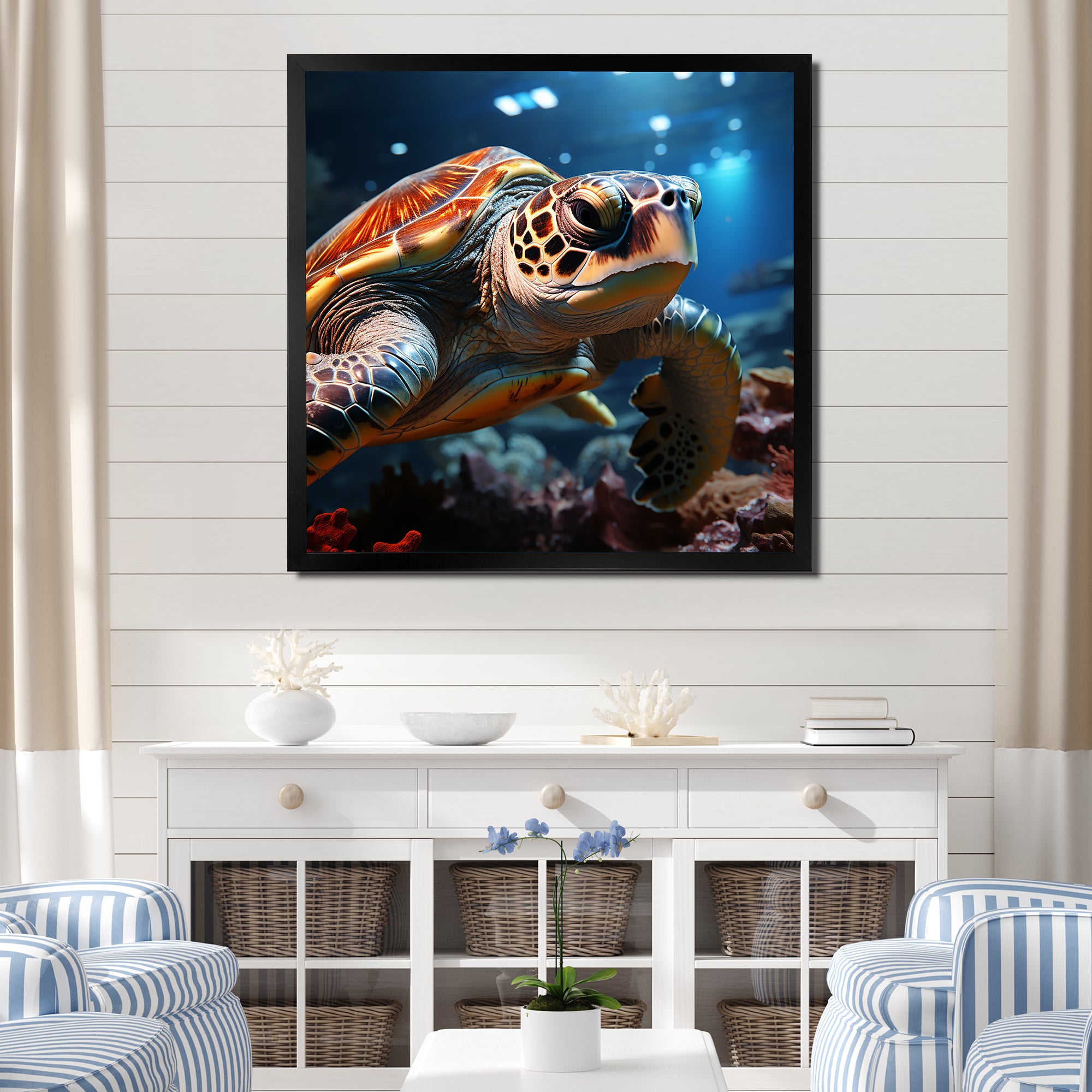 Realistic Portrayal Of A Turtle - Turtle Canvas Wall Art