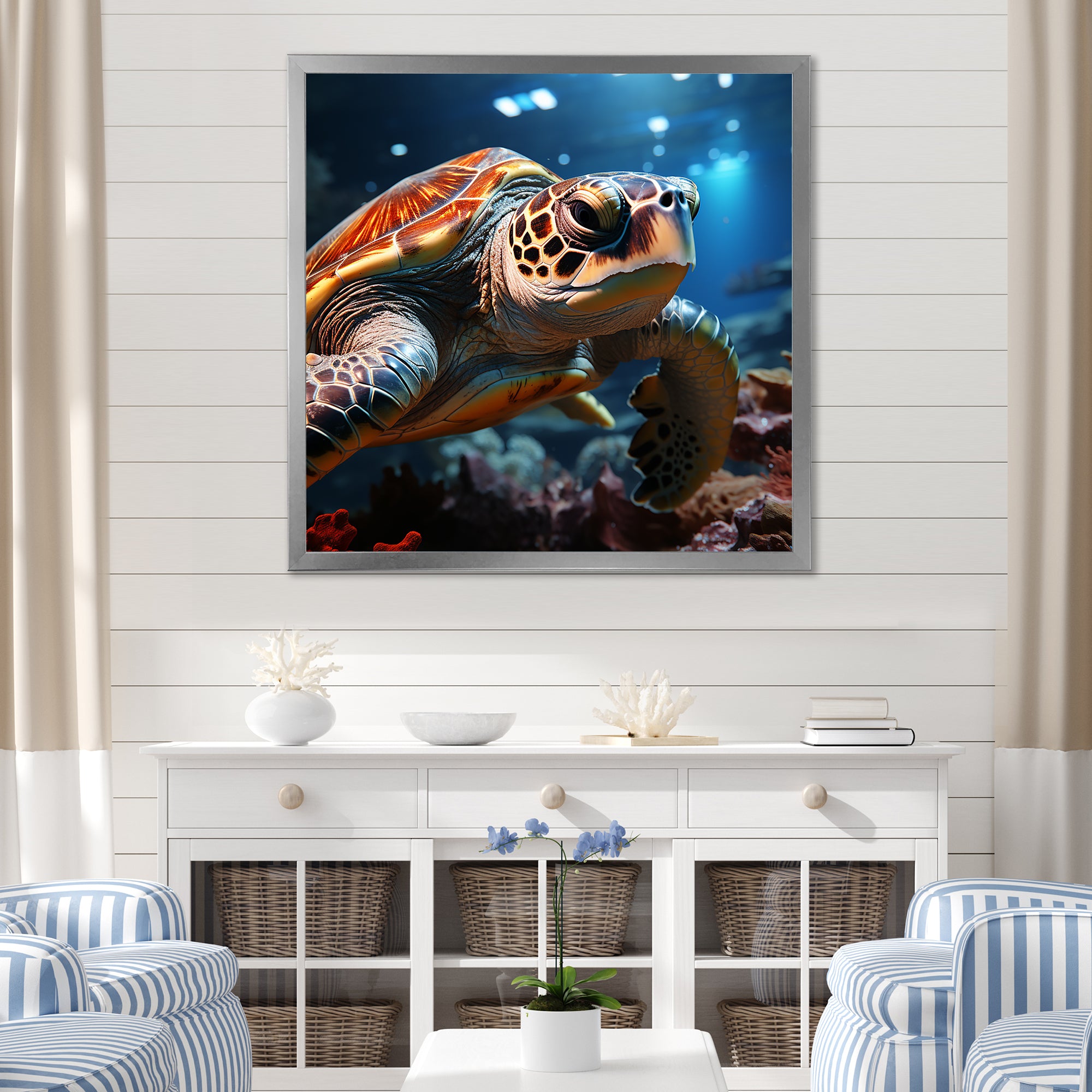 Realistic Portrayal Of A Turtle - Turtle Canvas Wall Art