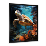 Surreal Underwater Turtle Odyssey - Gray Turtle Wall Art