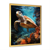 Surreal Underwater Turtle Odyssey - Gray Turtle Wall Art