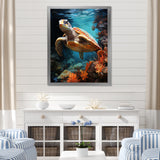 Surreal Underwater Turtle Odyssey - Gray Turtle Wall Art