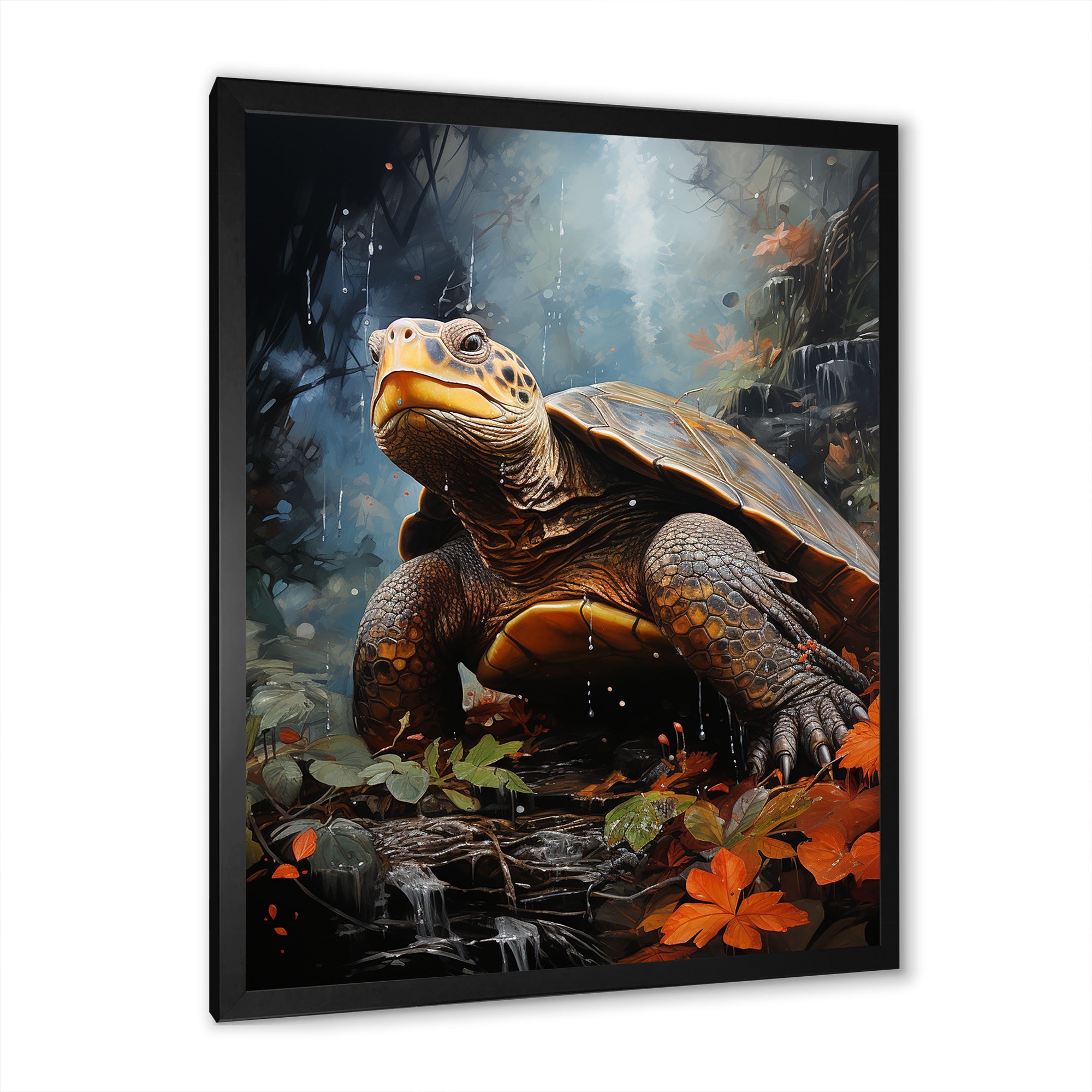 Surrealism Turtle In The Jungle - Turtle Framed Canvas Art