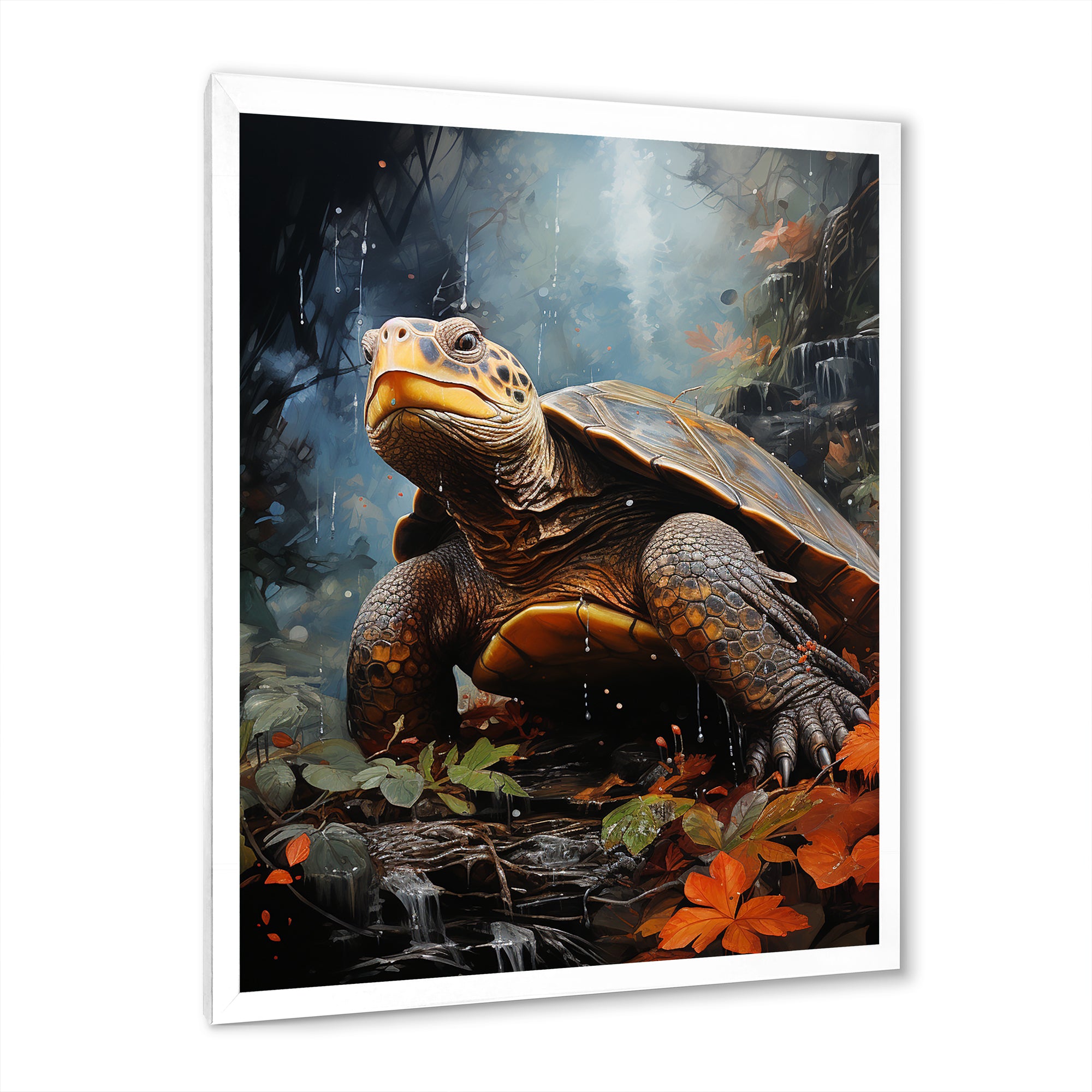 Surrealism Turtle In The Jungle - Turtle Framed Canvas Art
