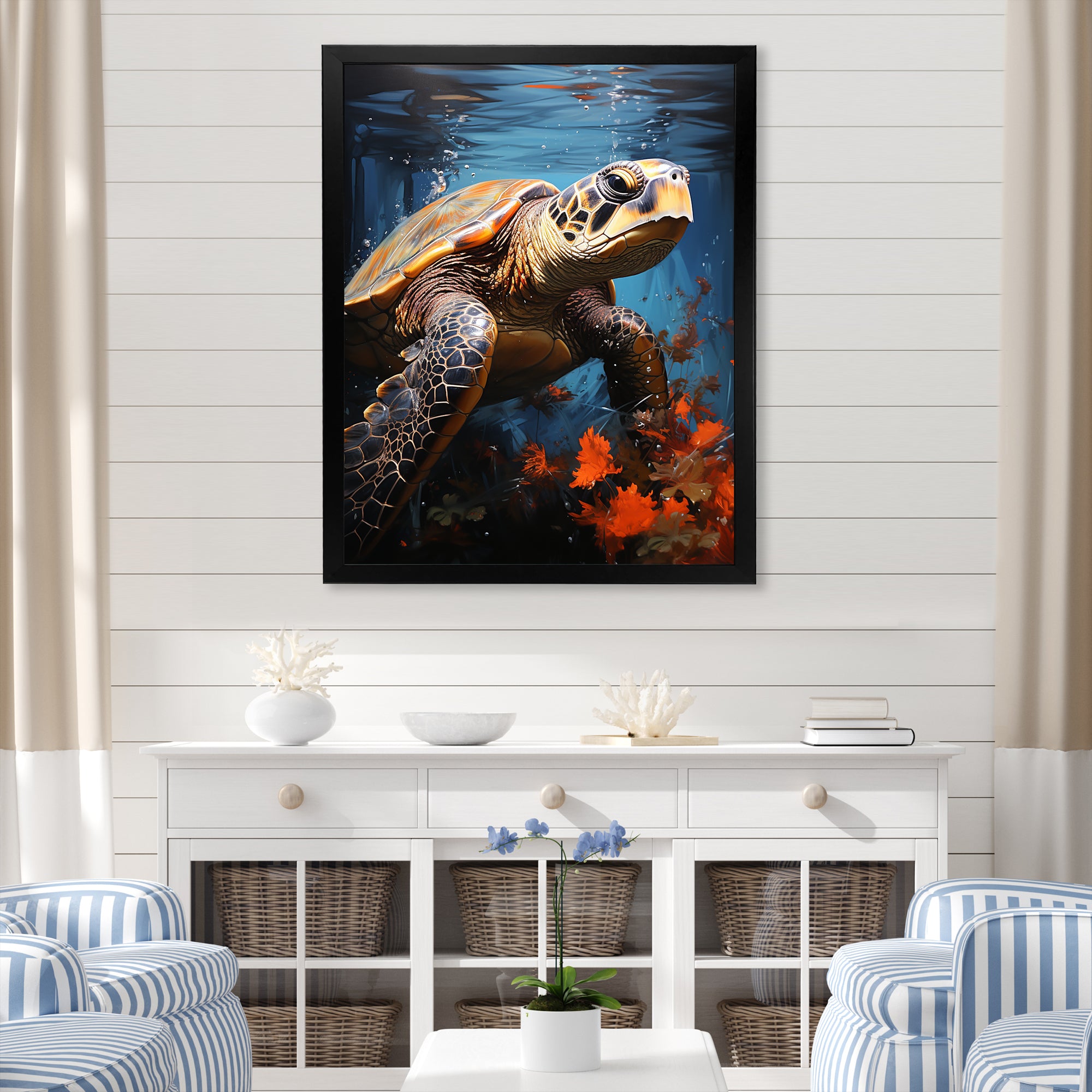 Urban Aquatic Explorer - Turtle Bedroom Wall Art