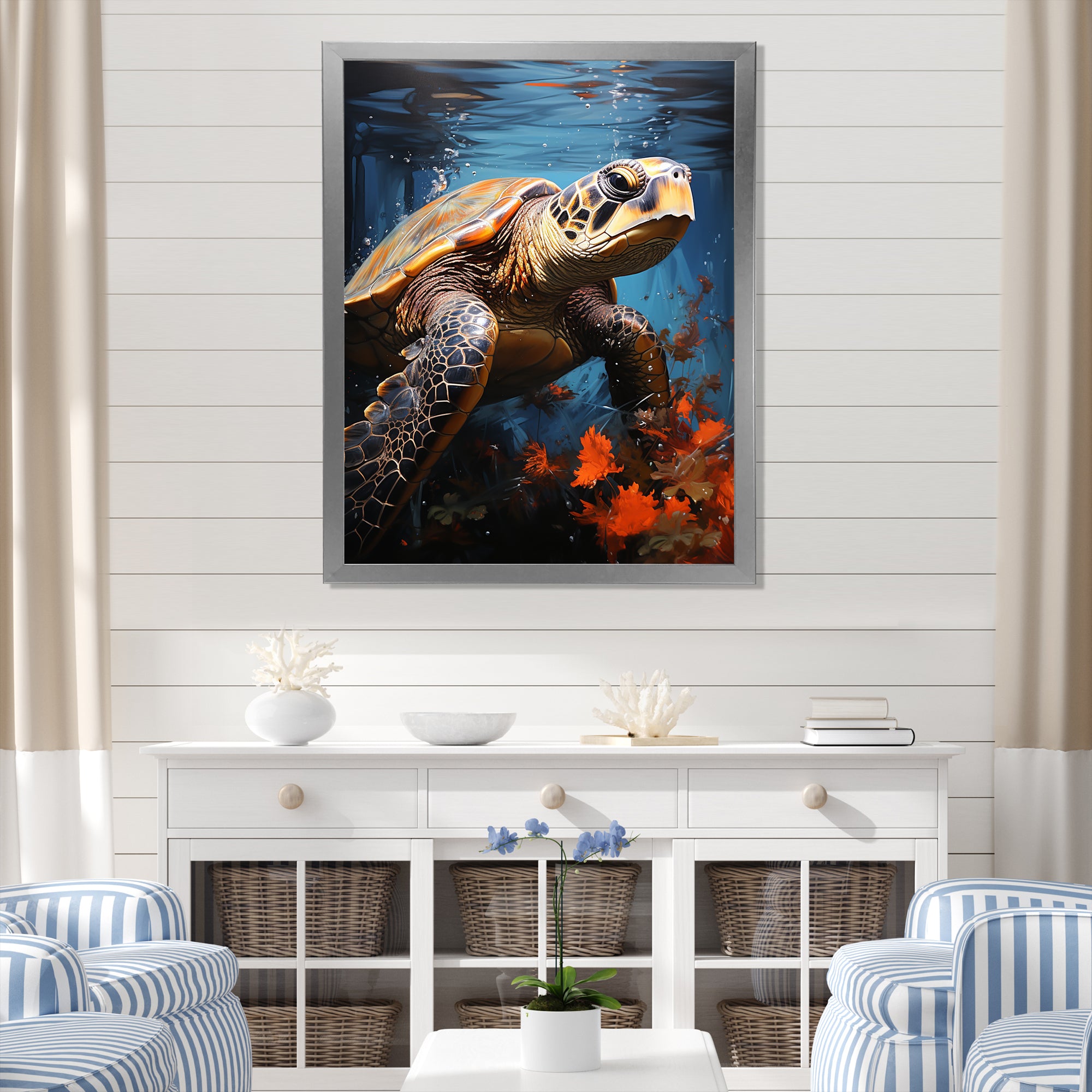 Urban Aquatic Explorer - Turtle Bedroom Wall Art