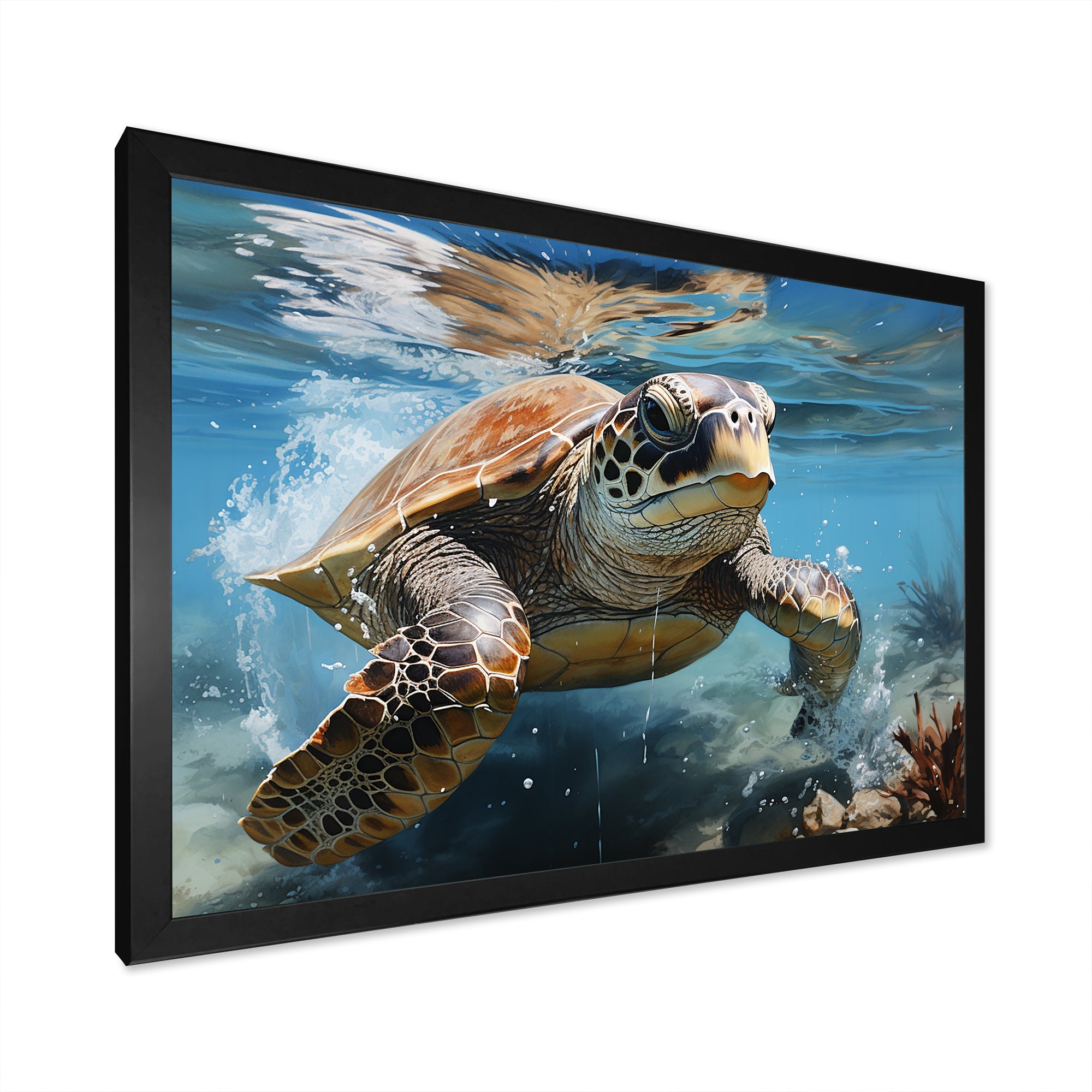 Watercolor Coast - Turtle Canvas Wall Art
