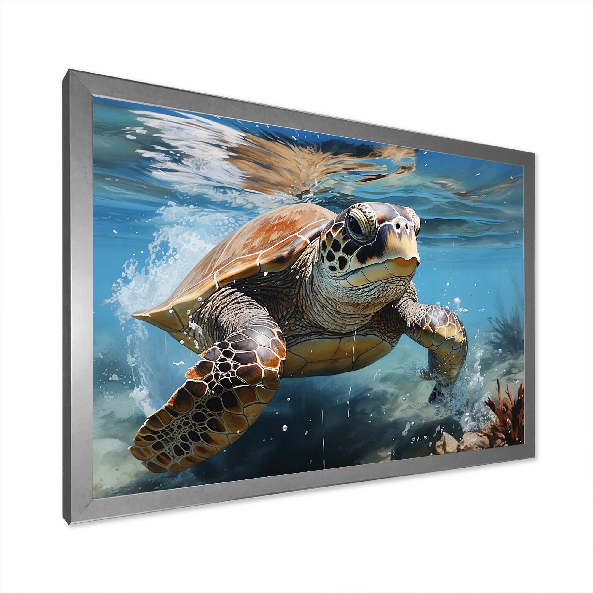 Watercolor Coast - Turtle Canvas Wall Art
