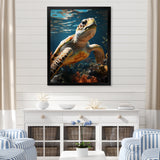 Whimsical Of A Turtle As An Ocean Explorer - Turtle Wall Decor