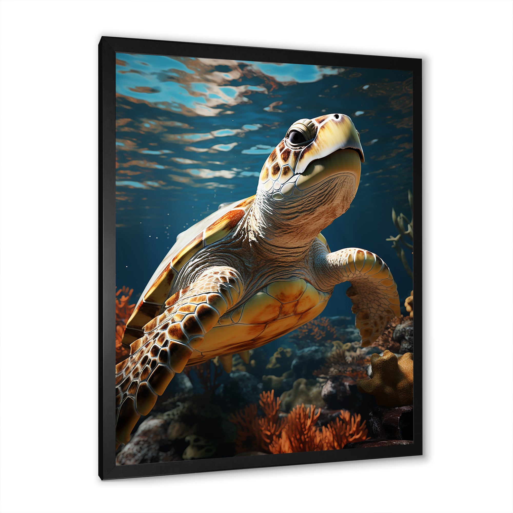 Whimsical Of A Turtle As An Ocean Explorer - Turtle Wall Decor