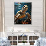 Whimsical Of A Turtle As An Ocean Explorer - Turtle Wall Decor