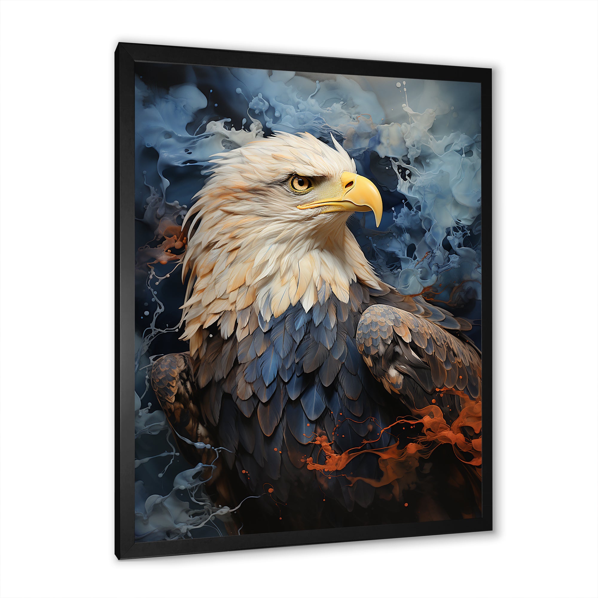Blue and Black Abstract Eagle - Eagle Canvas Wall Art
