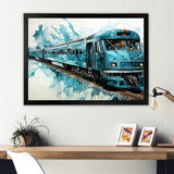 Blue and white Train Railway - Train Canvas Wall Art