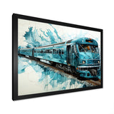 Blue and white Train Railway - Train Canvas Wall Art