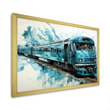 Blue and white Train Railway - Train Canvas Wall Art