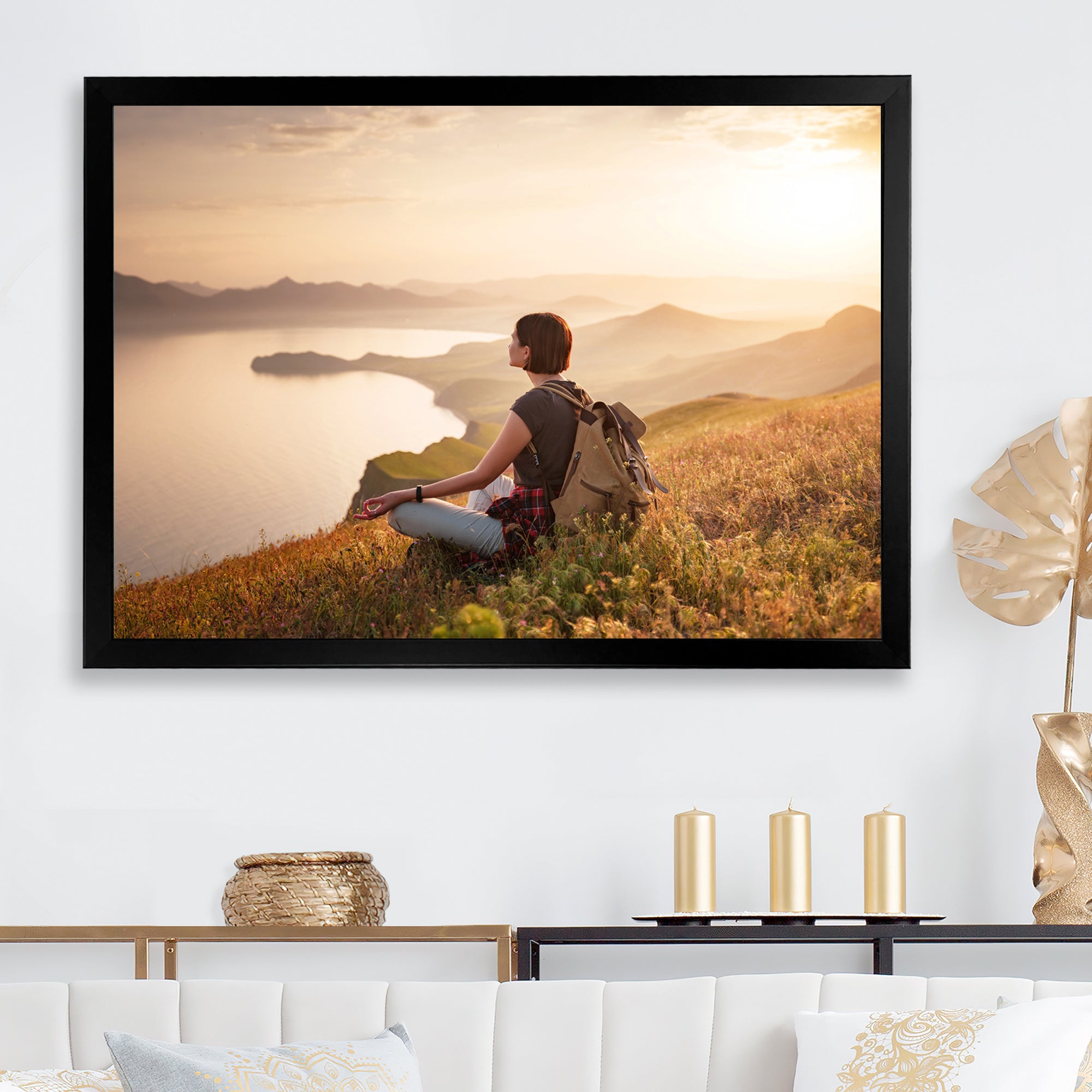 Relaxing Woman Hiking - Hiking Canvas Wall Art