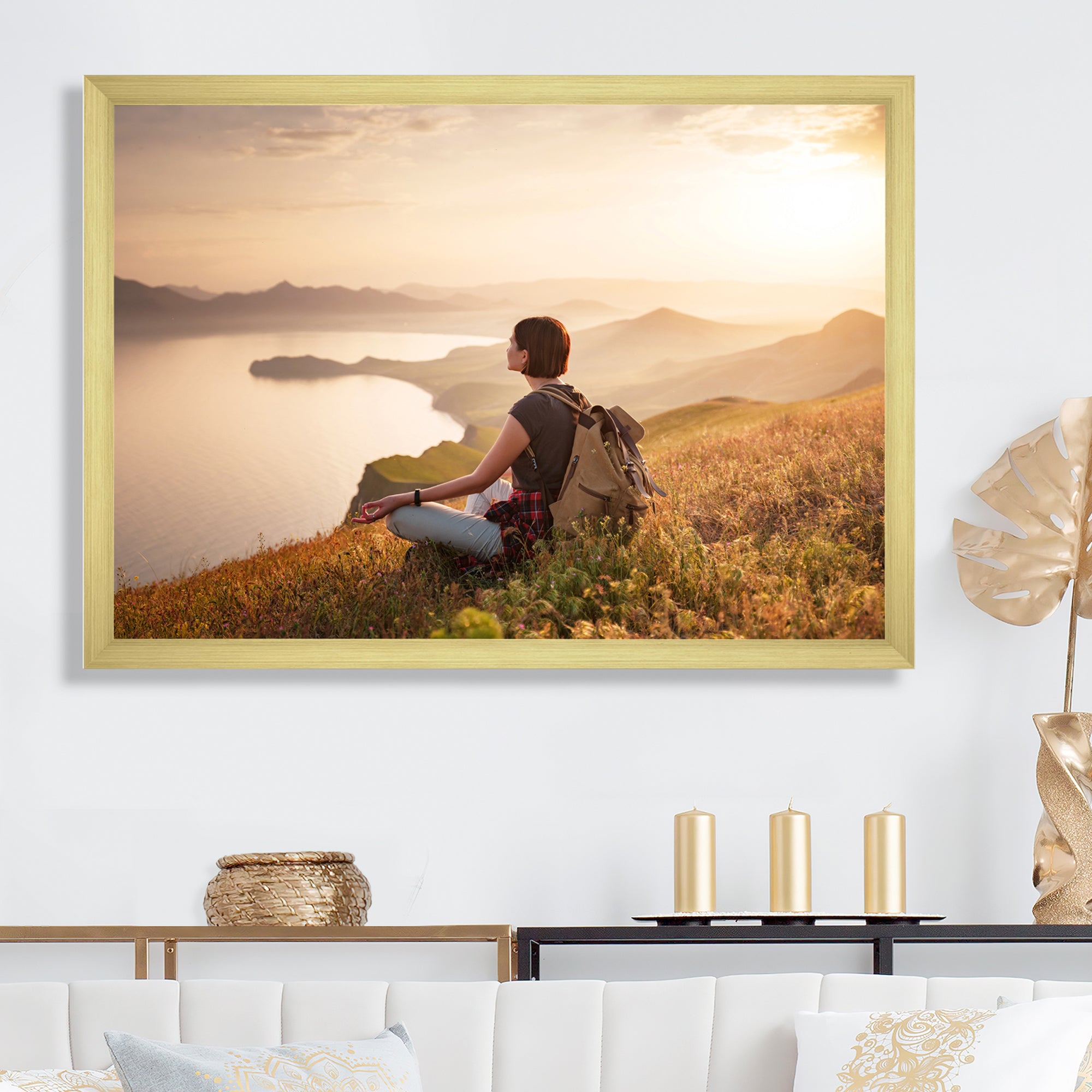 Relaxing Woman Hiking - Hiking Canvas Wall Art